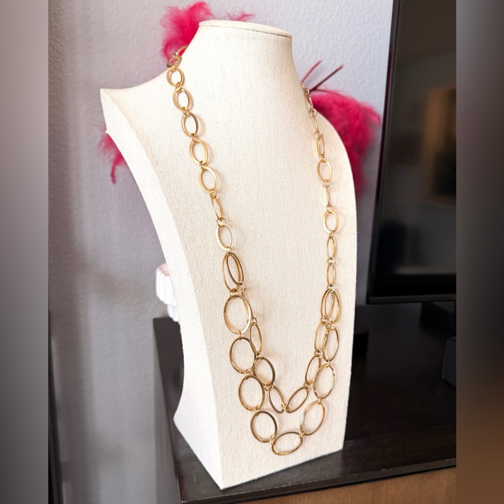Gold Multi-Link Long Statement Necklace - image 4